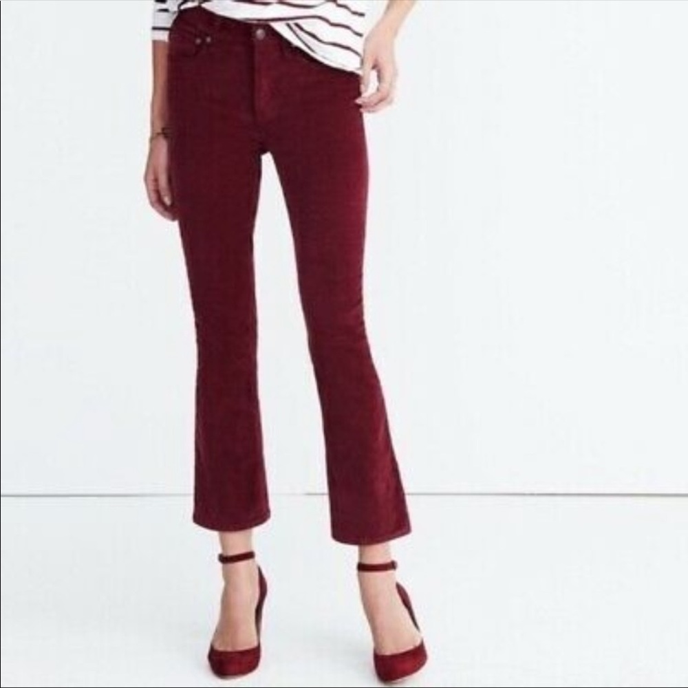 Pilcro and Letterpress Red Corduroy Kick Flares